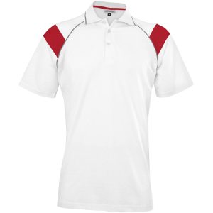 WHITE RED Mens Score Golf Shirt - White Red
