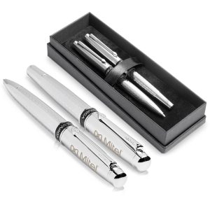 SILVER Alex Varga Cygnus Ball Pen & Rollerball Set