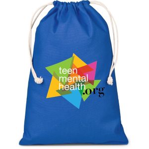 BLUE Allsorts Maxi Cotton Drawstring Pouch - Blue