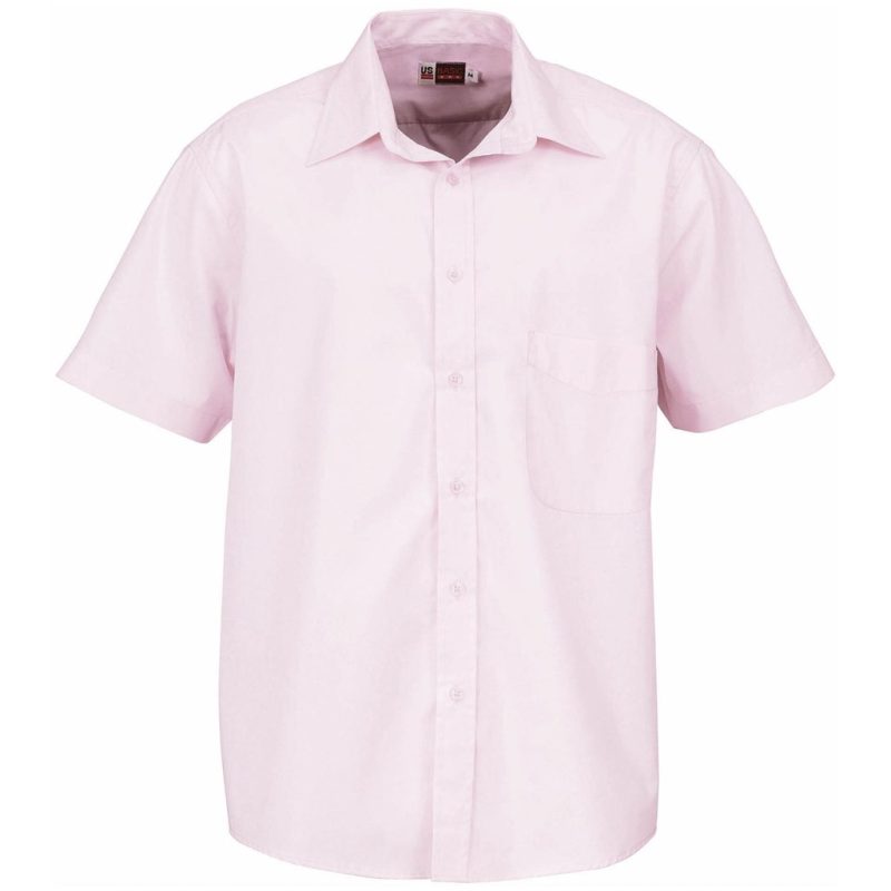BAS-2102-PI_1024X1024 PINK Mens Short Sleeve Washington Shirt - Pink