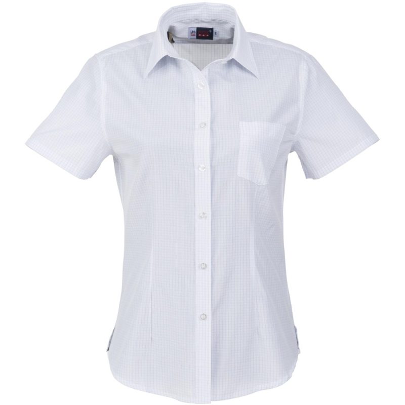 WHITE LIGHT BLUE Ladies Short Sleeve Huntington Shirt - White Light Blue