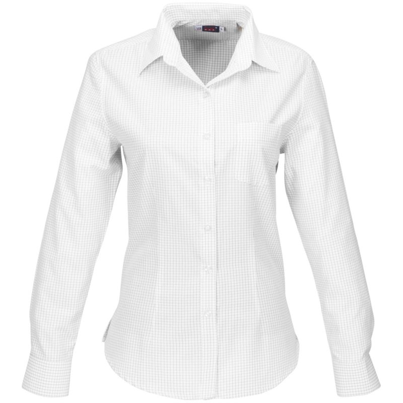 WHITE BLACK Ladies Long Sleeve Huntington Shirt - White Black