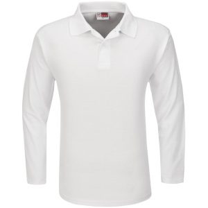 WHITE Mens Long Sleeve Boston Golf Shirt - White