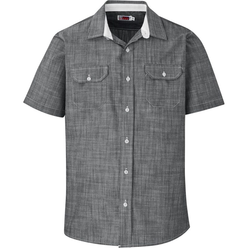 GREY Mens Short Sleeve Windsor Shirt - Grey