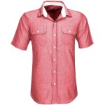 RED Mens Short Sleeve Windsor Shirt - Red