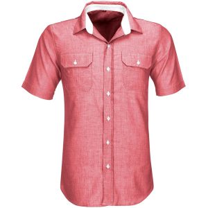 RED Mens Short Sleeve Windsor Shirt - Red
