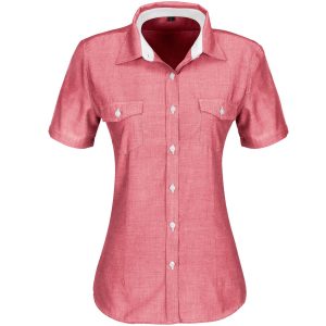 RED Ladies Short Sleeve Windsor Shirt - Red