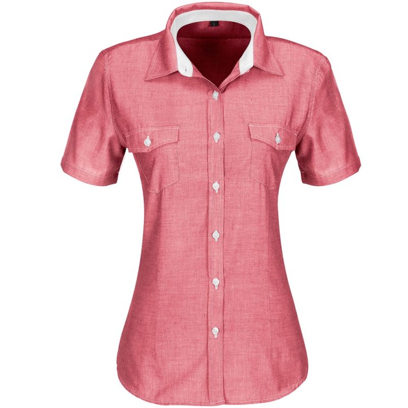 BAS-7767-R_1024X1024 RED Ladies Short Sleeve Windsor Shirt - Red