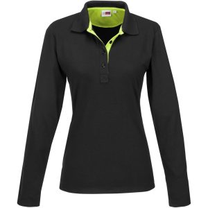 YELLOW Ladies Long Sleeve Solo Golf Shirt - Yellow