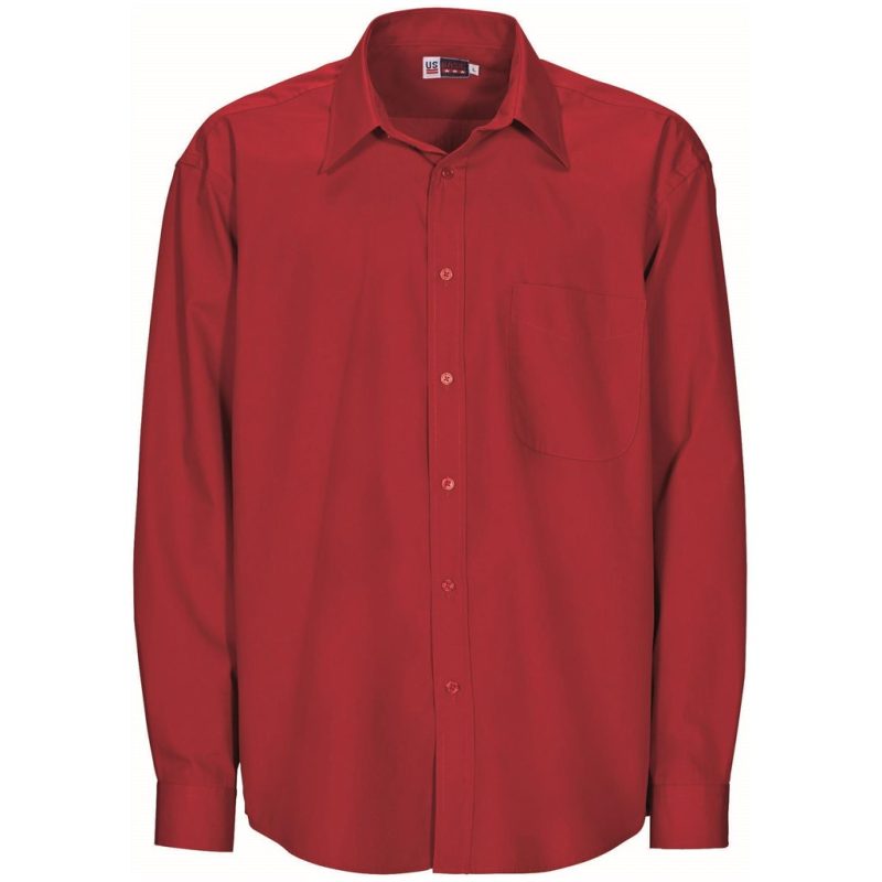 RED Mens Long Sleeve Washington Shirt - Red