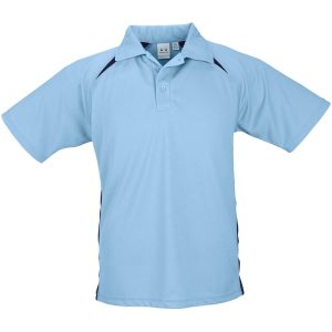 LIGHT BLUE Mens Splice Golf Shirt - Light Blue