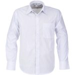 WHITE NAVY Mens Long Sleeve Manhattan Striped Shirt - White Navy