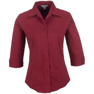 RED Ladies 3/4 Sleeve Manhattan Striped Shirt - Red