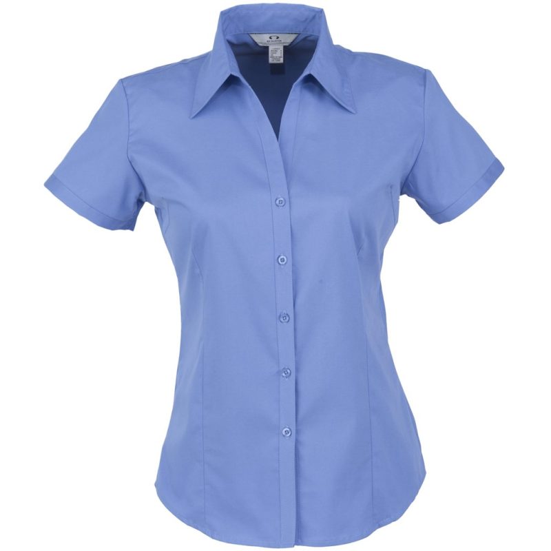 BIZ-3627-BU_1024X1024 BLUE Ladies Short Sleeve Metro Shirt - Blue