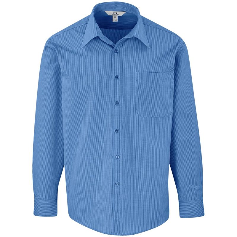 BLUE Mens Long Sleeve Micro Check Shirt