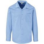 Light Blue Mens Long Sleeve Micro Check Shirt - Light Blue