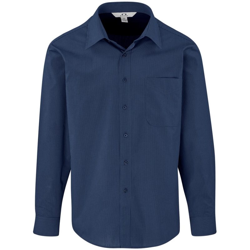 NAVY Mens Long Sleeve Micro Check Shirt