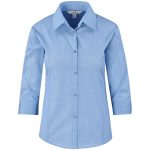 Light Blue Ladies 3/4 Sleeve Micro Check Shirt - Light Blue
