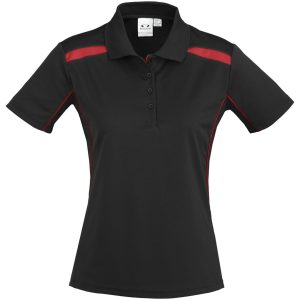 BLACK RED Ladies United Golf Shirt - Black Red