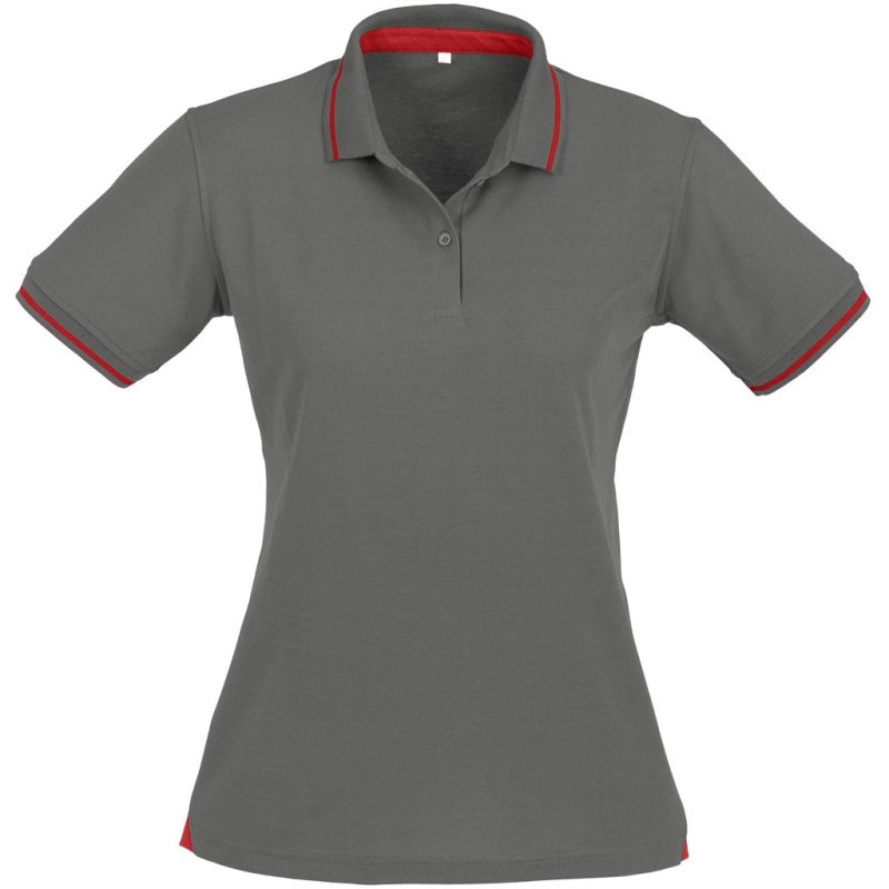 GREY RED Ladies Jet Golf Shirt - Grey Red