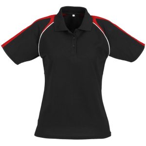 BLACK RED Ladies Triton Golf Shirt - Black Red