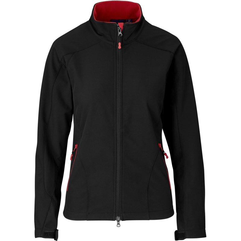 BIZ-6501-BLR_1024X1024 BLACK RED Ladies Geneva Softshell Jacket - Black Red