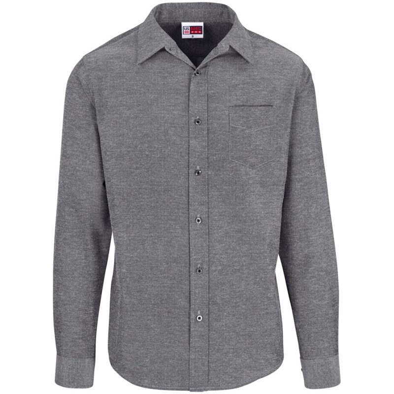 DARK GREY Mens Long Sleeve Oxford Shirt