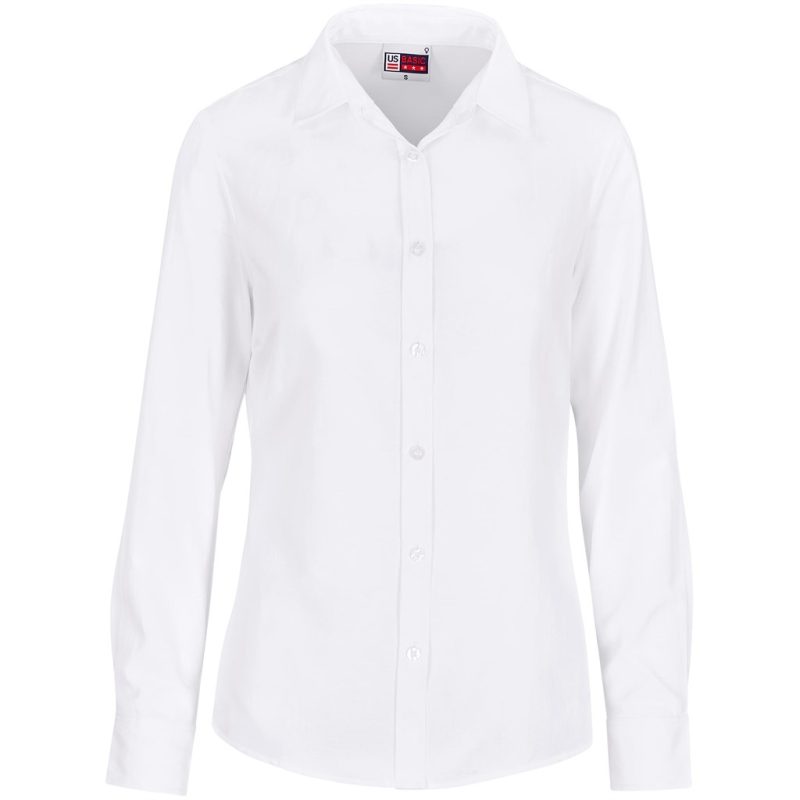 WHITE Ladies Long Sleeve Oxford Shirt