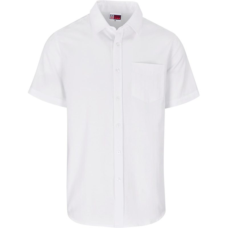 WHITE Mens Short Sleeve Oxford Shirt