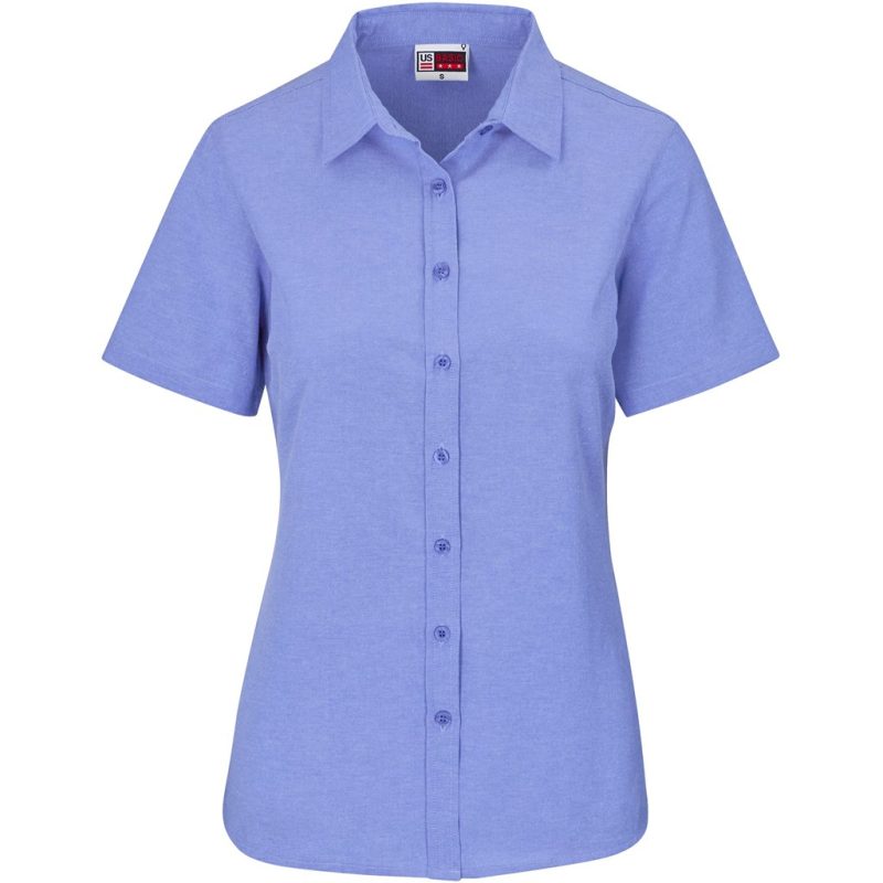 SKY BLUE Ladies Short Sleeve Oxford Shirt