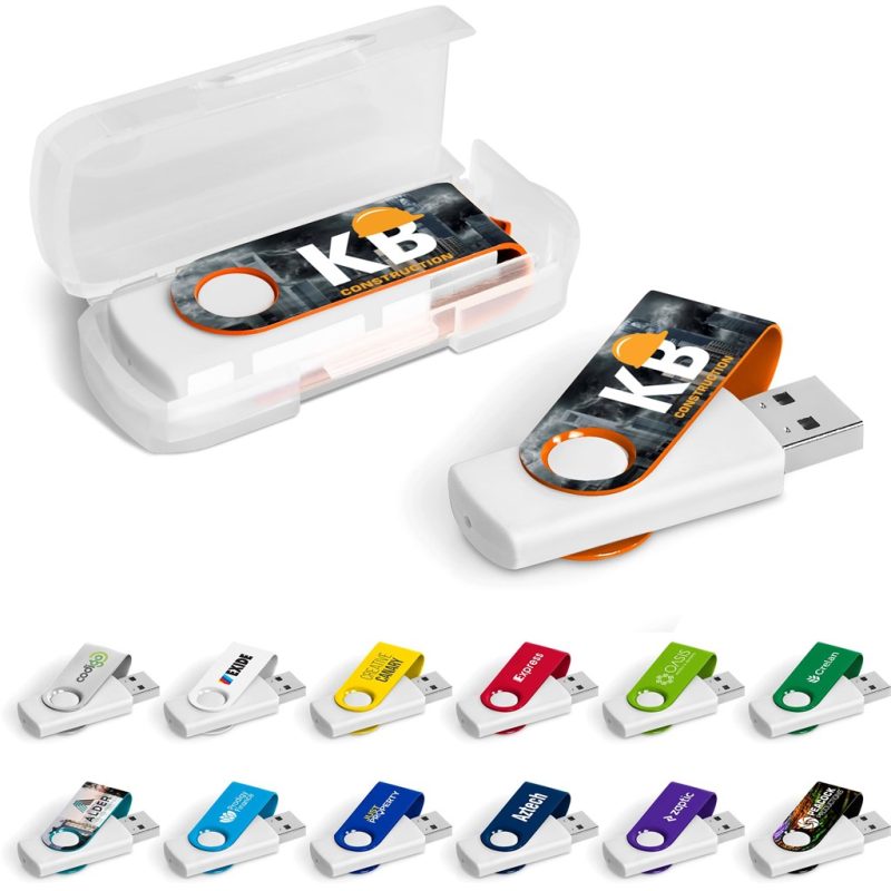 DEFAULT_1024X1024 Axis Gyro White Flash Drive - 4GB