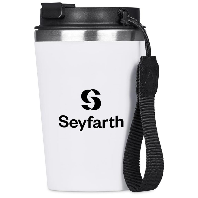 Solid White Kooshty Luca Stainless Steel & Plastic Double-Wall Tumbler – 350ml