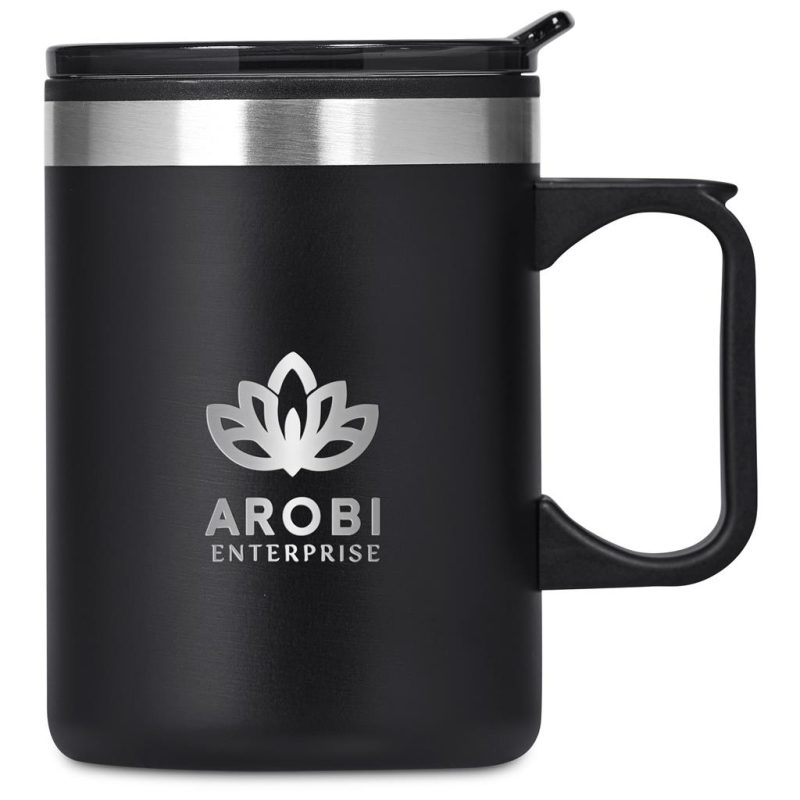 Black Kooshty Angelo Stainless Steel & Plastic Double-Wall Mug – 360ml
