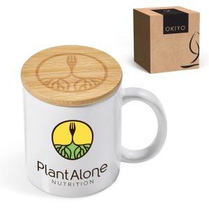 SOLID WHITE Okiyo Sozo Bamboo & Ceramic Sublimation Coffee Mug - 330ml