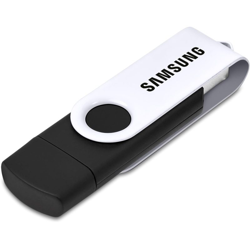 Solid White Shuffle Gyro Black Flash Drive – 32GB