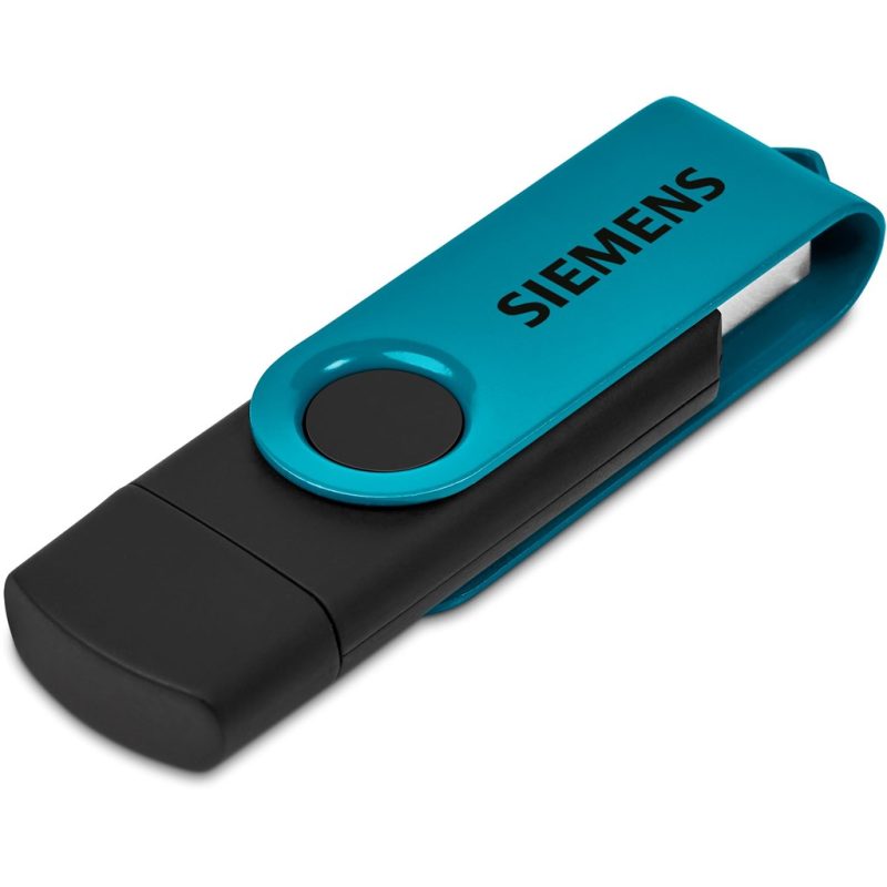 Turquoise Shuffle Gyro Black Flash Drive – 32GB