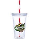 RED Malibu Double-Wall Plastic Tumbler & Straw - 470ml - Red