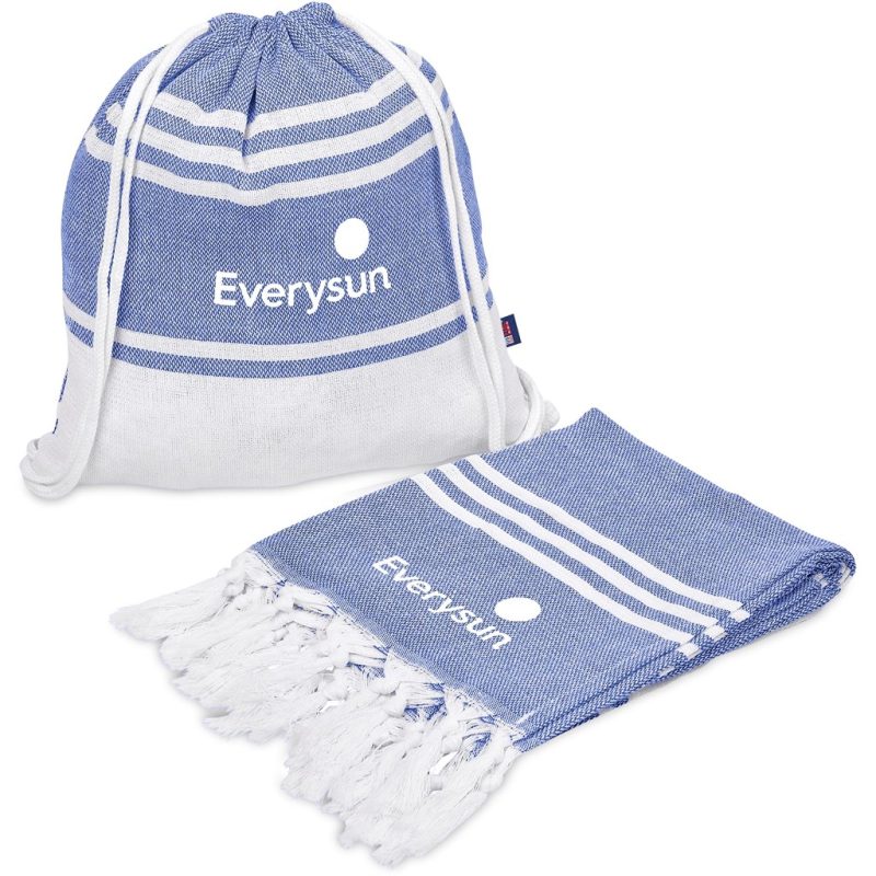 BLUE US Basic Santa Cruz Cotton-Rich Beach Towel & Drawstring Bag