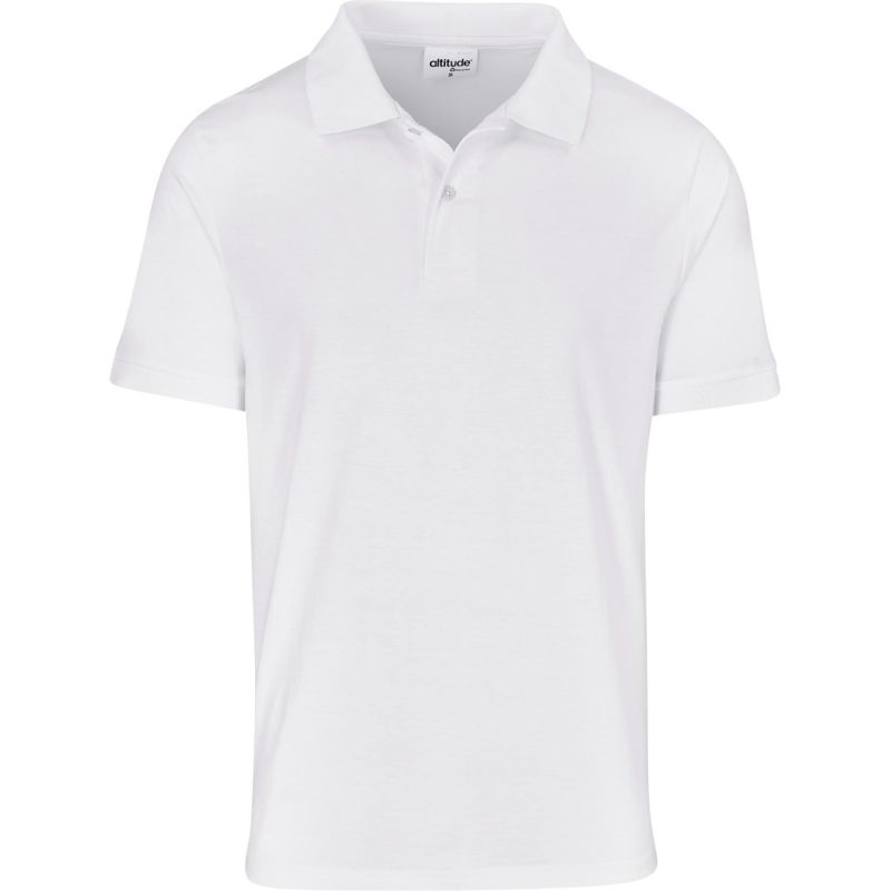 WHITE Mens Recycled Promo Golf Shirt