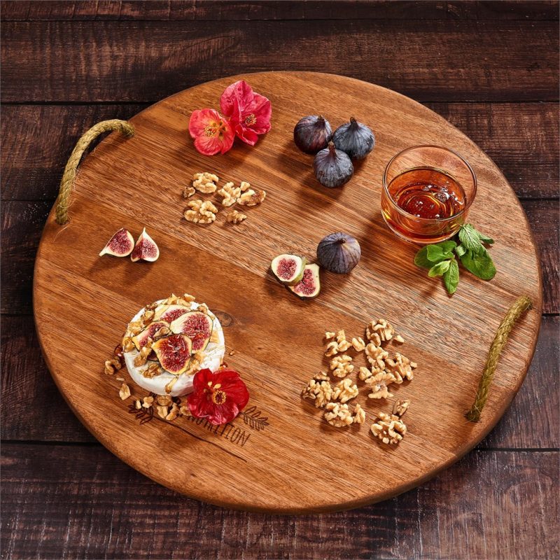 Okiyo Homegrown Large Round Hardwood Food Platter