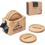 Okiyo Kanpai Bamboo Coaster & Bottle Opener Set