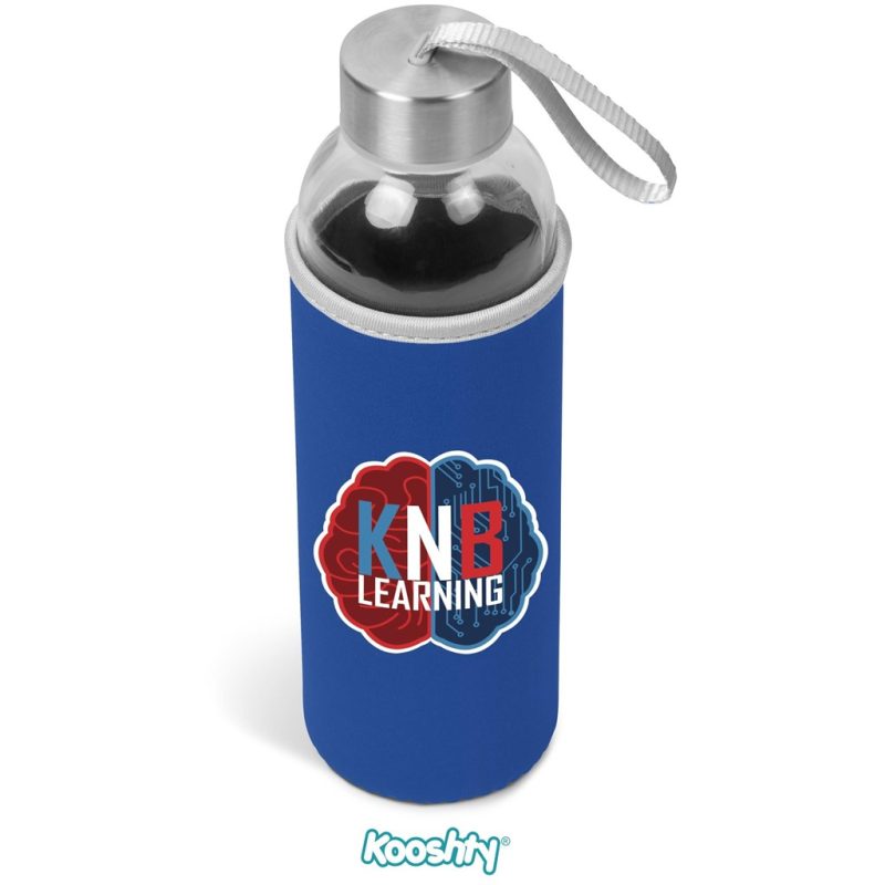 BLUE Kooshty Neo Glass Water Bottle - 500ml