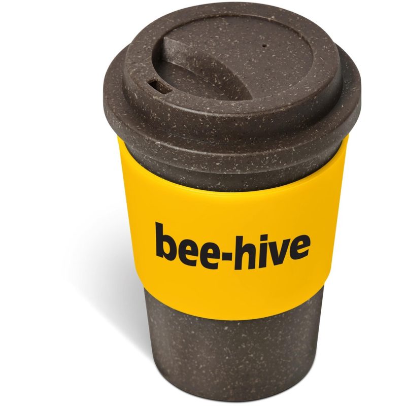 Yellow Kooshty Brown Bean Plastic Double-Wall Tumbler – 400ml