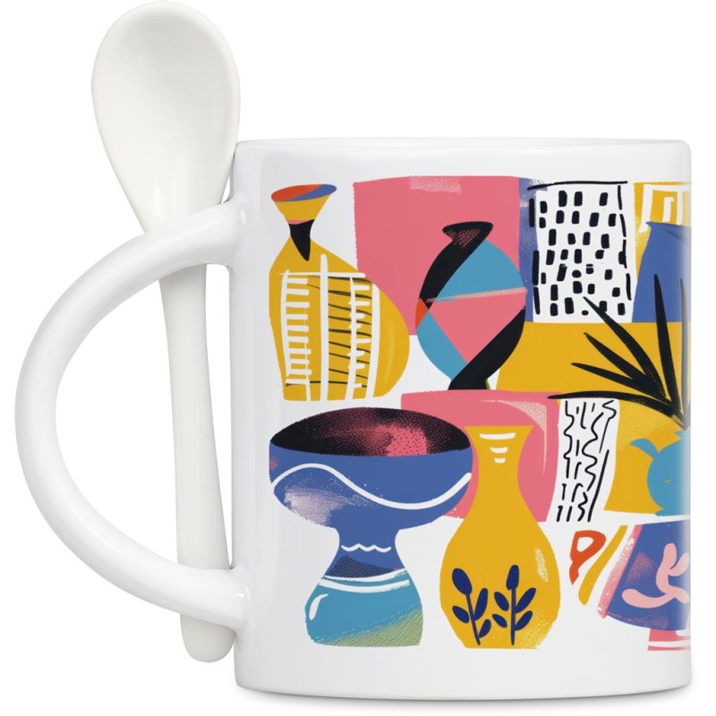Eden Sublimation Ceramic Coffee Mug & Spoon Set - 320ml
