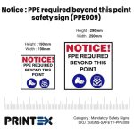 Notice : PPE required beyond this point safety sign (PPE009)