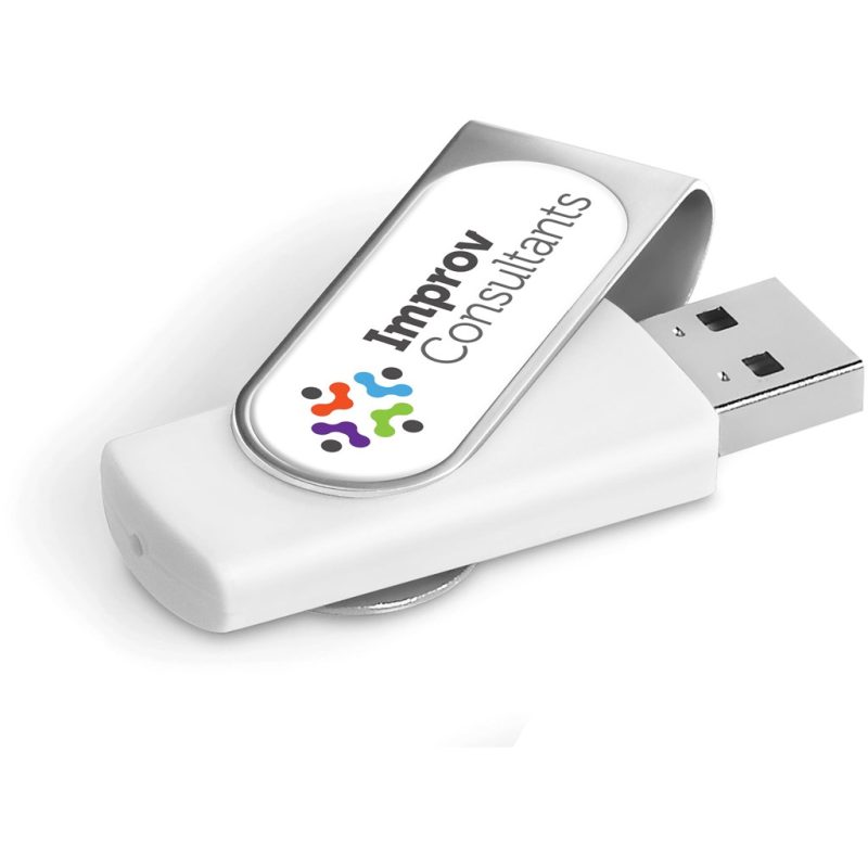 SOLID WHITE Axis Dome Flash Drive - 8GB