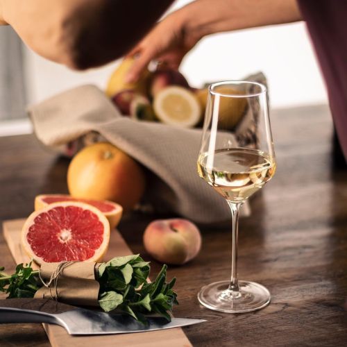 branded wine and glassware