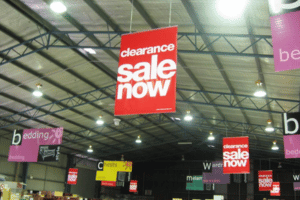 In-store printed hanging banners