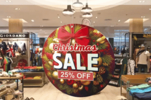 In-store printed hanging mobiles