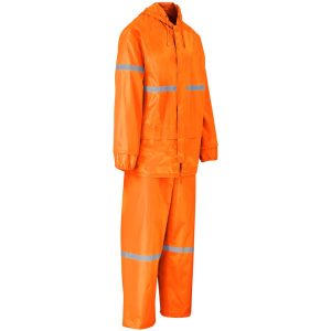 Outdoor Hi-Viz Reflective Polyester/PVC Rainsuit - Orange